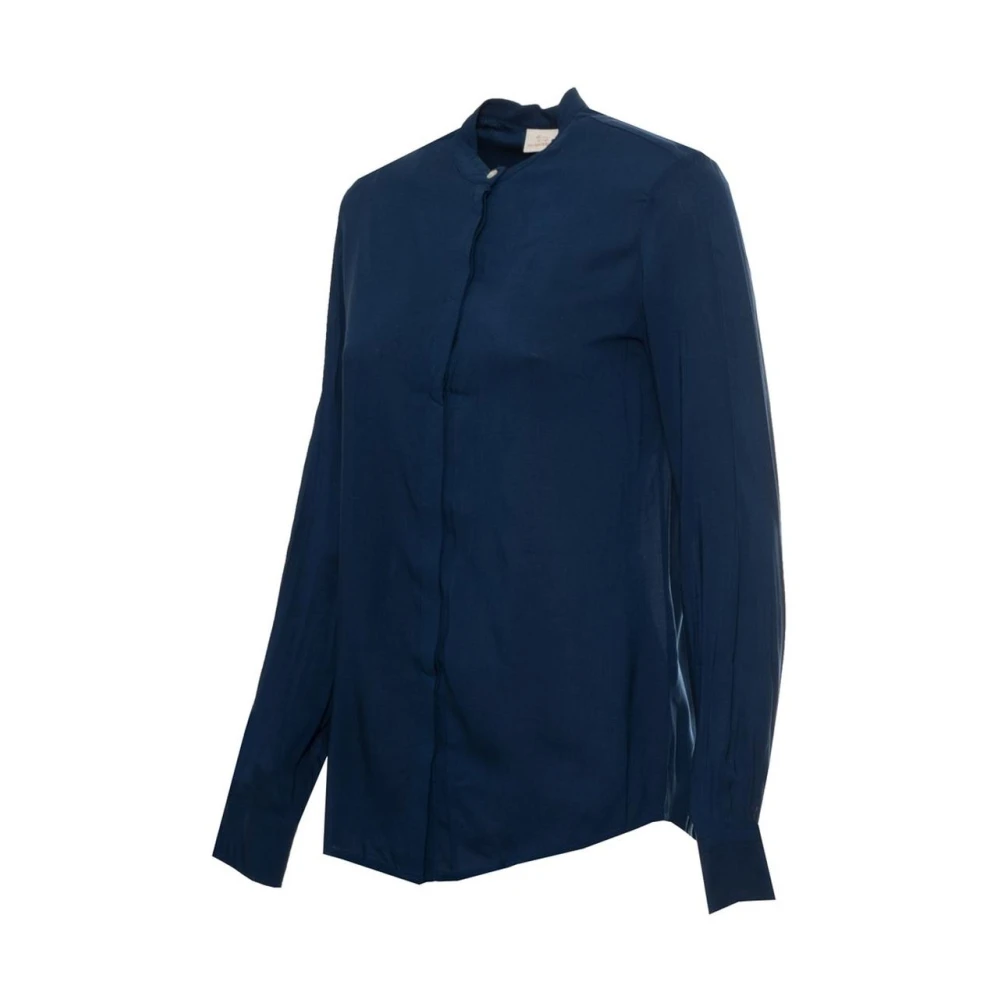 Harmont & Blaine Blauwe Mandarin kraag relaxte pasvorm Blue Dames