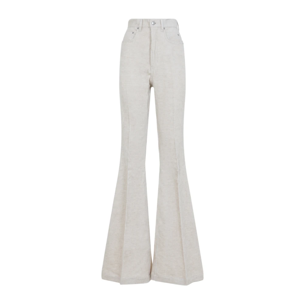 Rick Owens Women's White Wide Trousers, W27, Trousers Chic Style