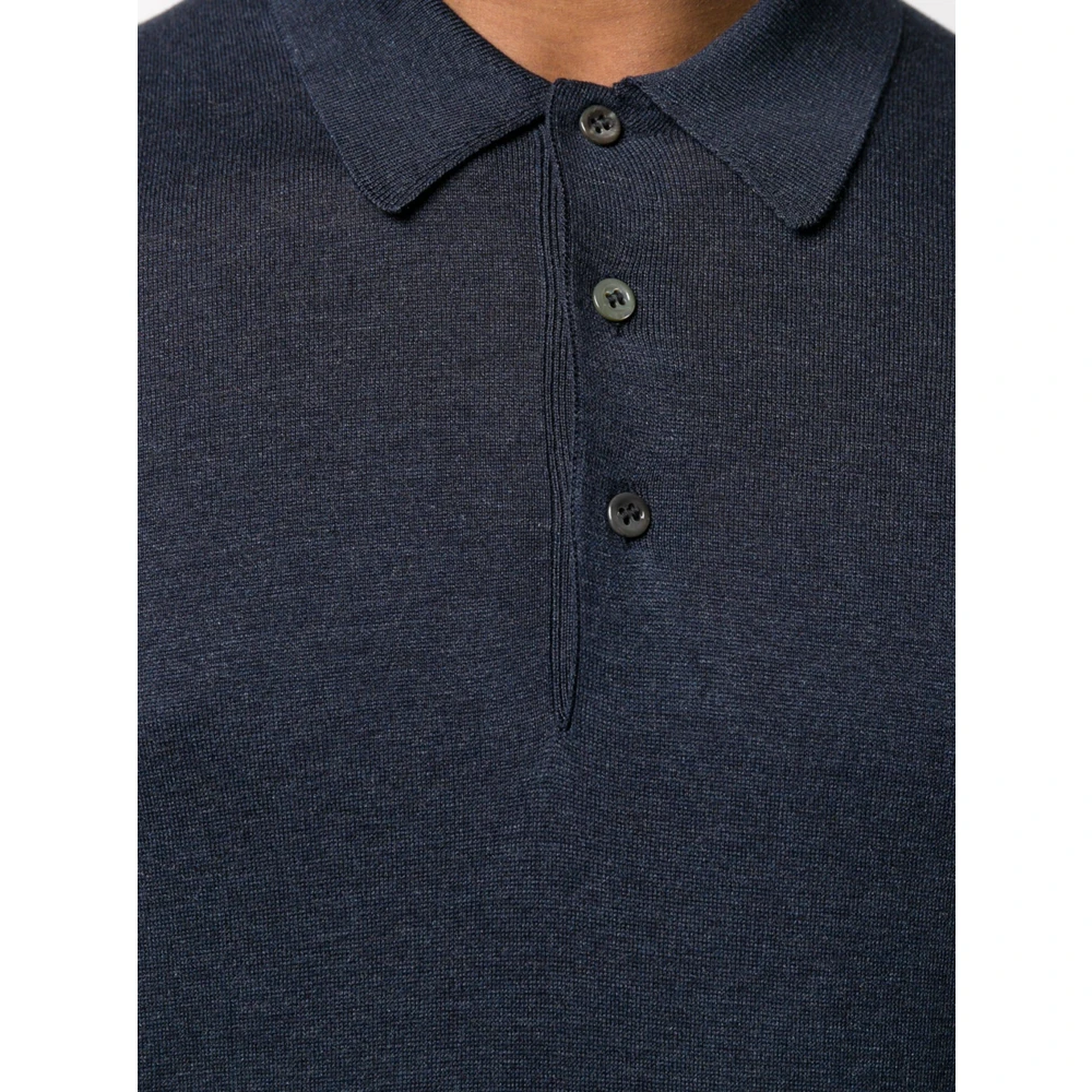 Barba Luxe Zijden Polo Shirt Gemaakt in Italië Blue Heren