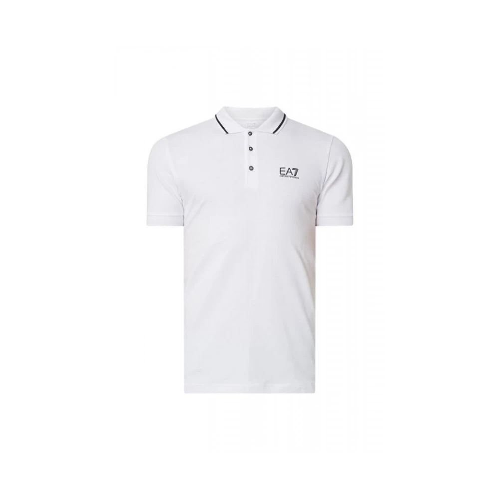 Emporio Armani Ea7 Men's White Polo Shirts, 2XL, Armani 7 Polo Logo Ριγα Γιακασ Λευκο