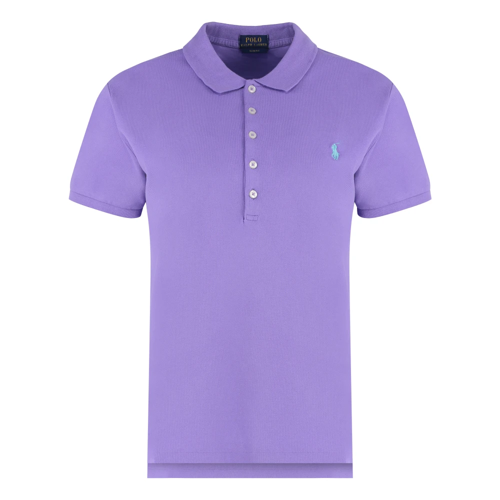 Polo Ralph Lauren Slim Fit Cotton-Piqué Polo Shirt Purple Dames
