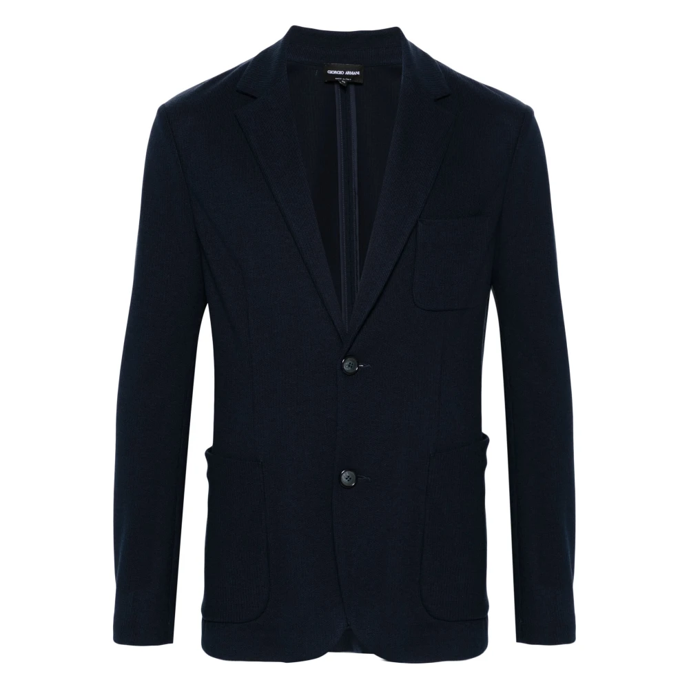 Giorgio Armani Elegante Blauwe Zijden Katoenen Blazer Blue Heren