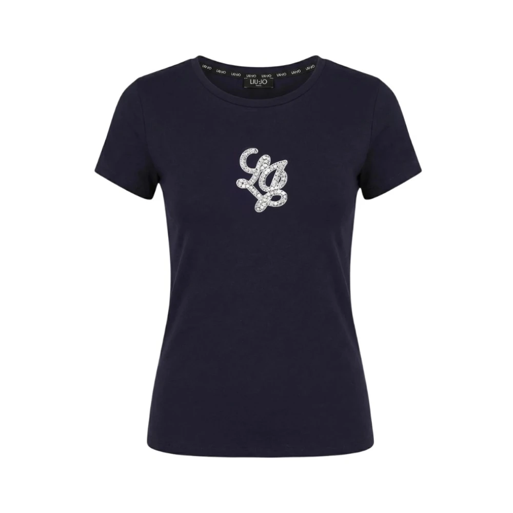 Liu Jo Women's Blue T-Shirts, Xs, T-Shirt With Embellished Logo