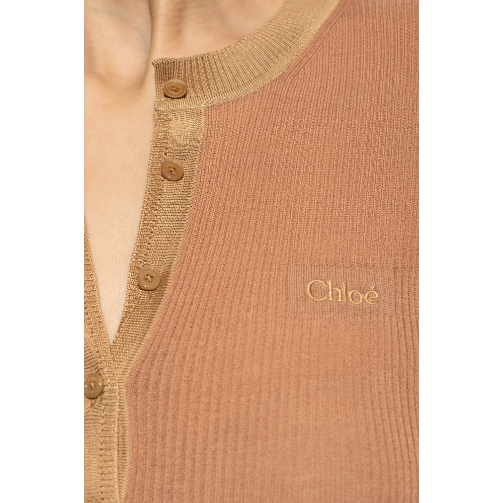 Chloé Wollen trui met logo Brown Dames