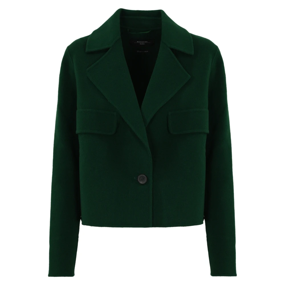 Max Mara Weekend Wollen jas met V-hals Green Dames