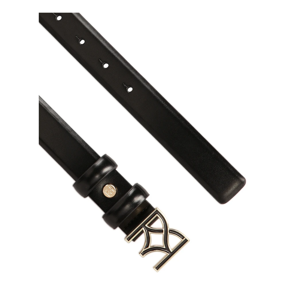 Kazar Smalle zwarte riem met logogesp Black Dames