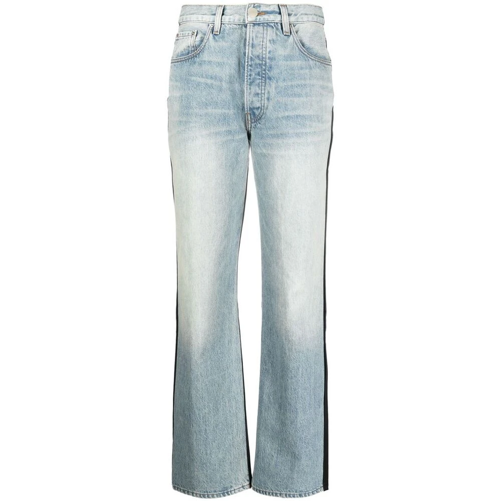 Amiri Panelled Straight-Leg Trousers Blue Dames