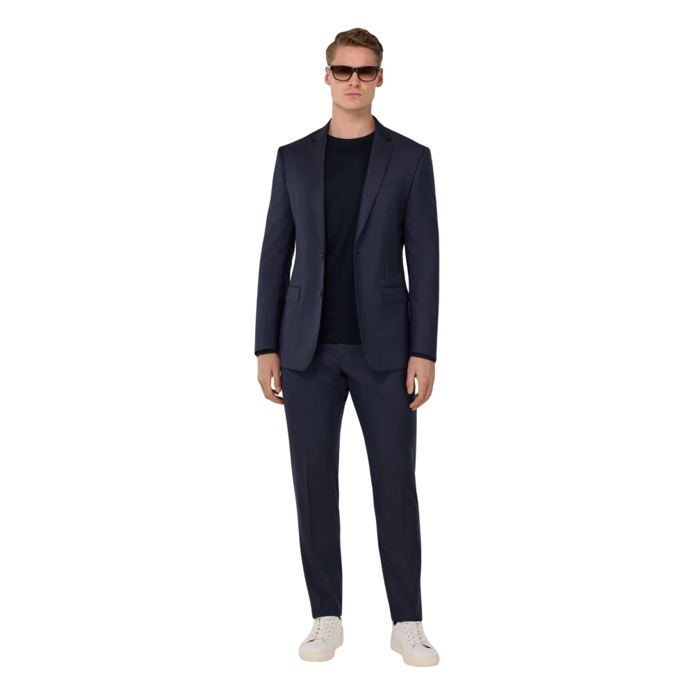 Boggi Milano Fijn Gestreept Stretch Wollen Pak Blue Heren
