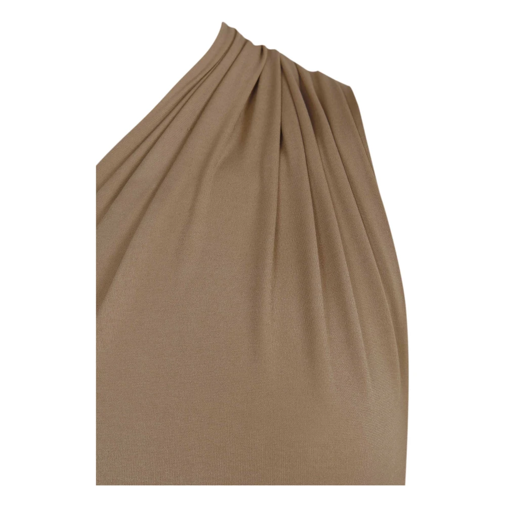 Cortana Asymmetrische Cupro Stretch Top Cacao Brown Dames