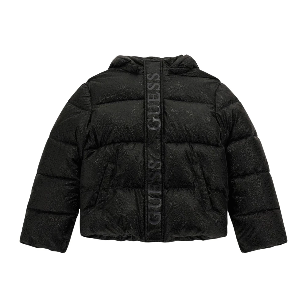 Guess Zwarte Gewatteerde Hoodiejas voor Meisjes Black Dames
