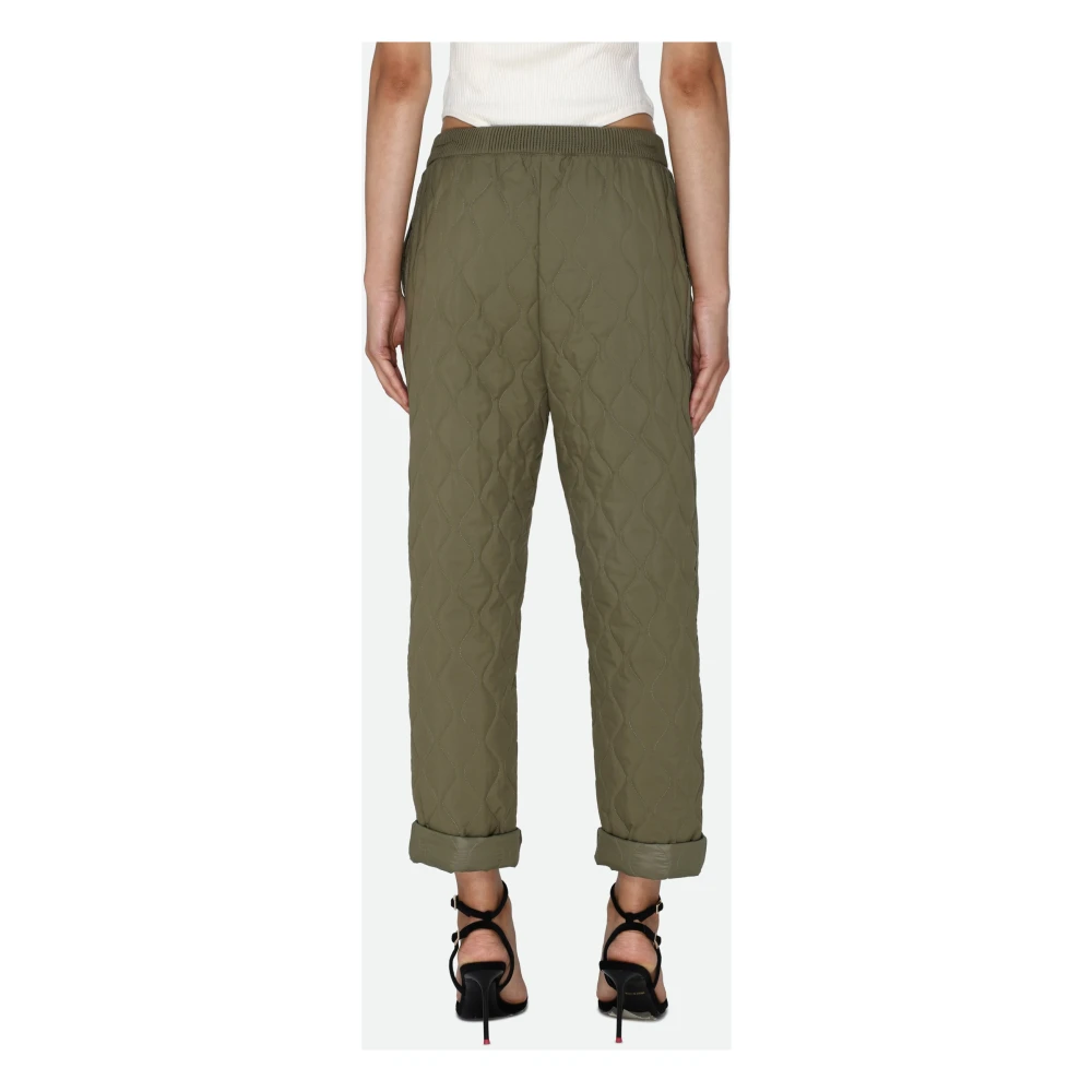 PATRIZIA PEPE Gewatteerde Groene Broek met Elastische Taille Green Dames