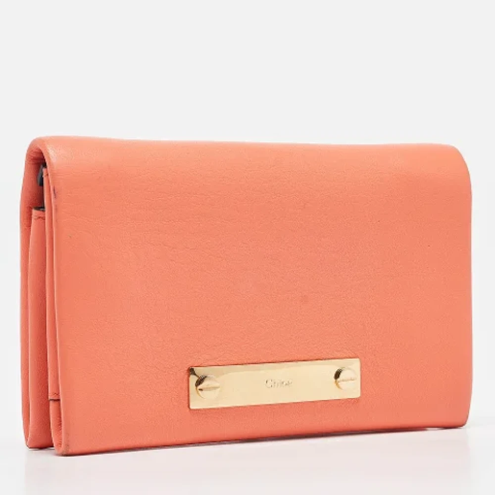 Chloé Pre-owned Leather wallets Orange Dames