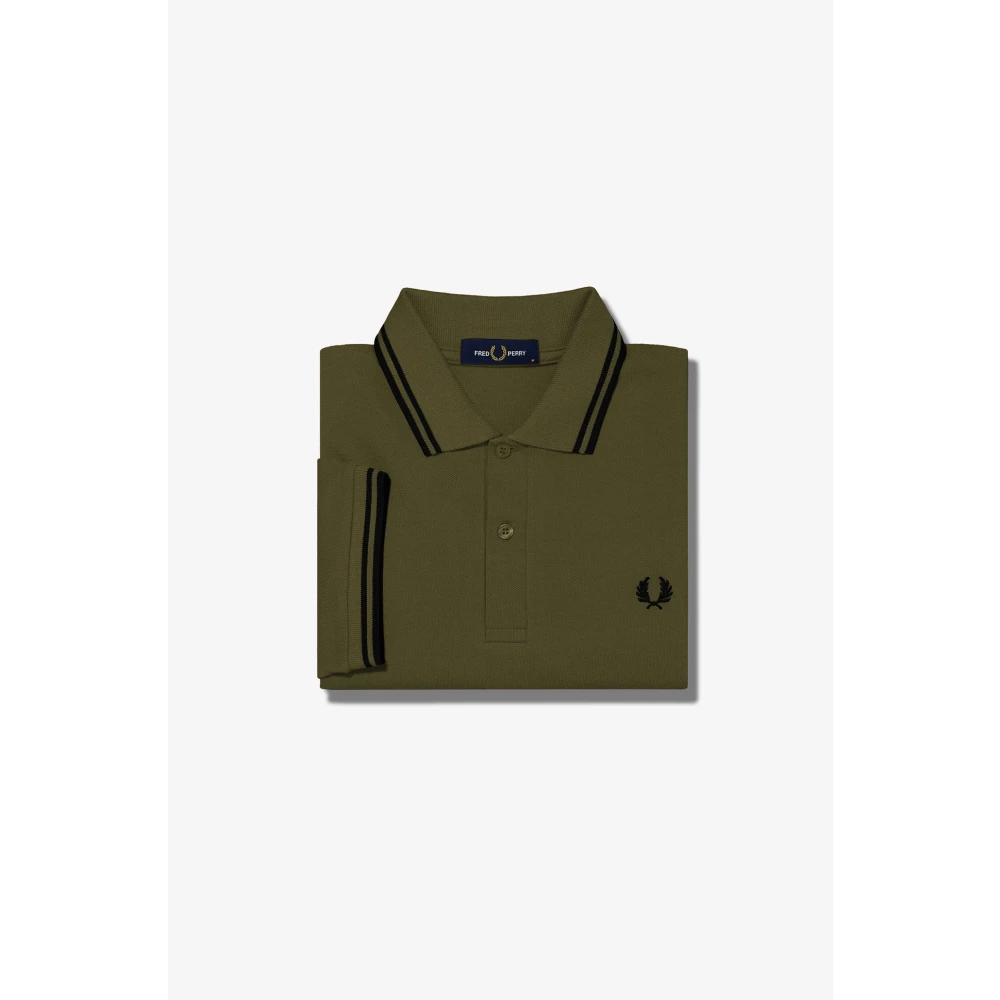 Fred Perry Slim Fit Twin Tipped Polo in Uniform Groen Zwart Green Heren