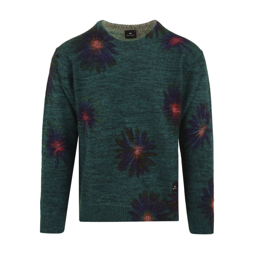 Paul Smith Men's Green Round-Neck Knitwear, M, Crewneck Jumper