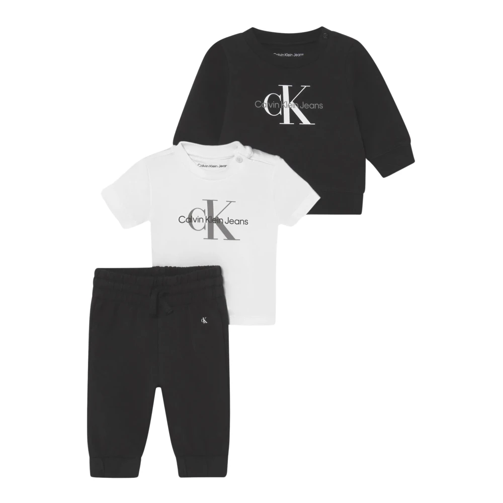Calvin Klein Monogram Starter Unisex Set Black Jumper - Unisex - Kids Sport Sets - Black - 3 M - Kids