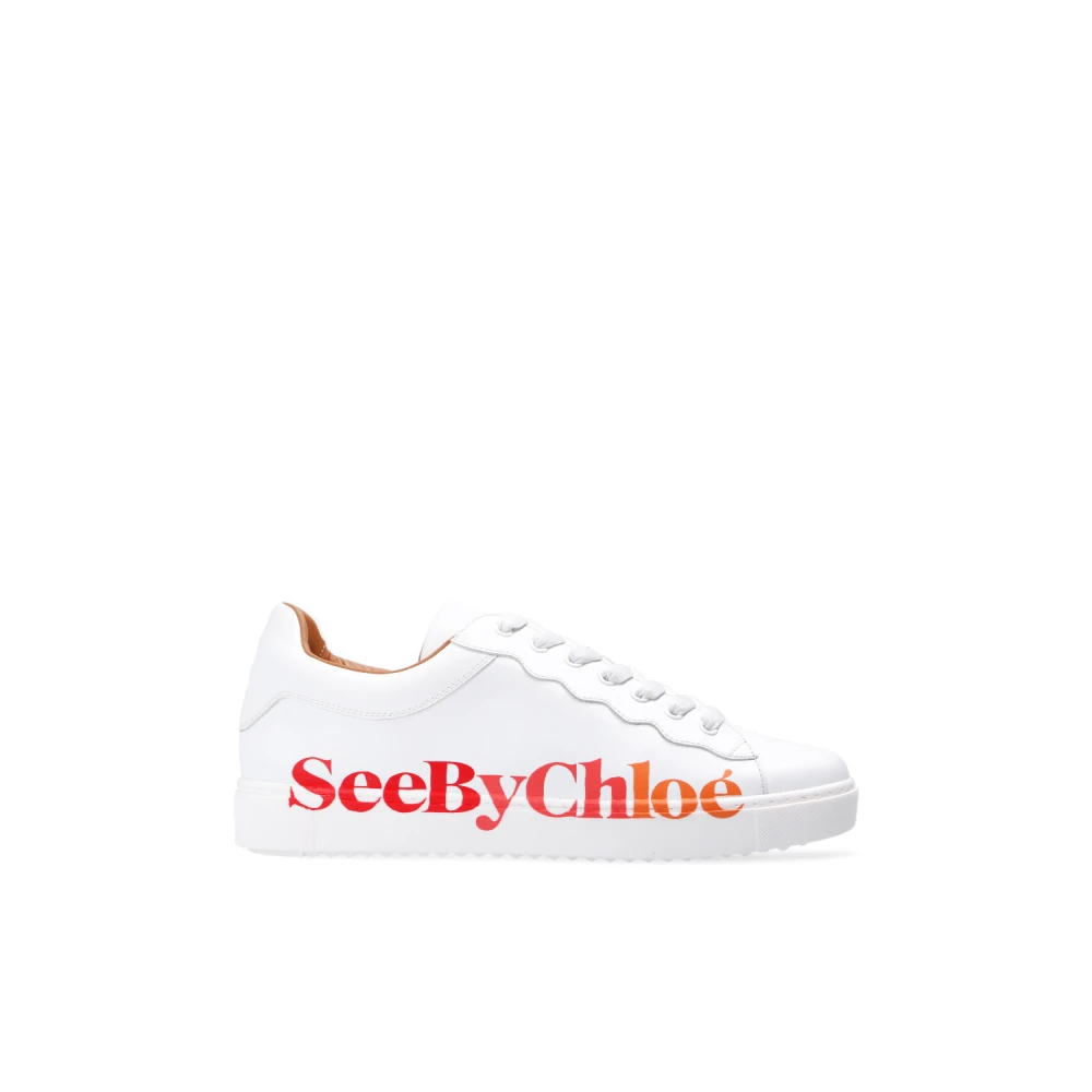 See by Chloé Snörskor med logotyp White, Dam