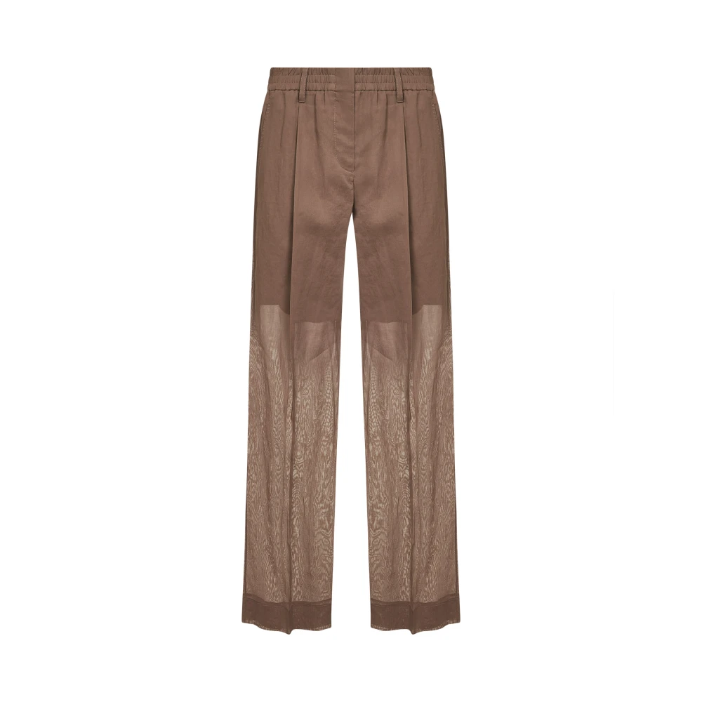 Brunello Cucinelli Women's Brown Wide Trousers, Xs, Sartorial Track Trousers