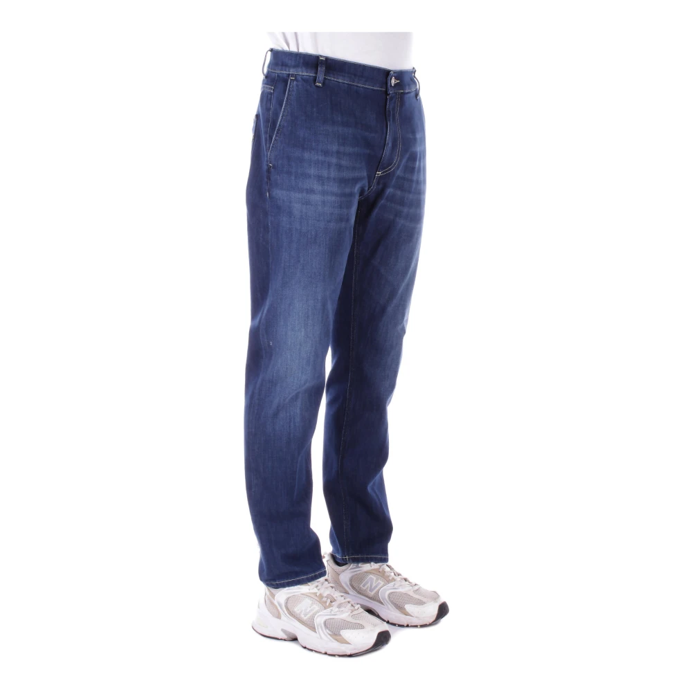 Dondup Blauwe Logo Jeans Regular Fit Blue Heren