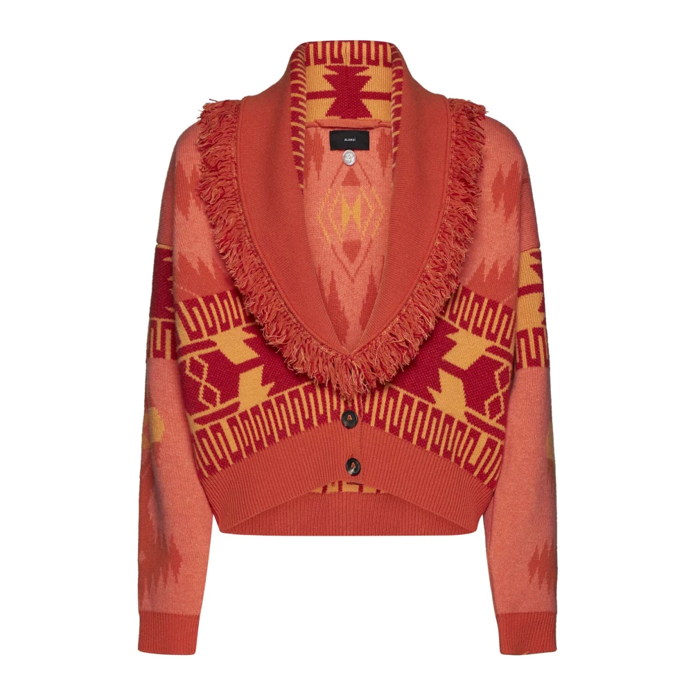 Alanui Icon Jacquard Cardibomber Sweaters Orange Dames