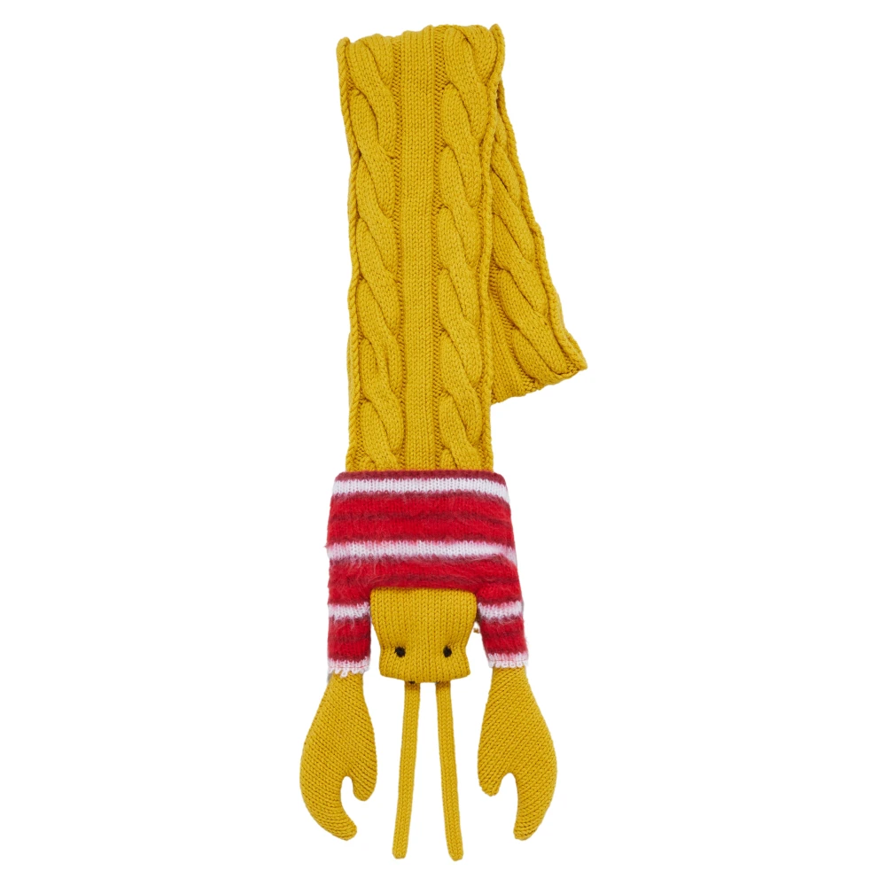 Marni Virgin wool lobster scarf Yellow, Herr