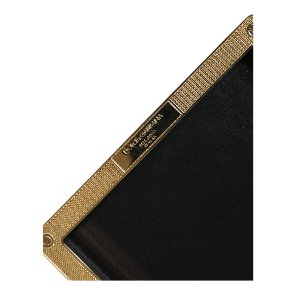 Dolce & Gabbana Studded Gouden Frame Zwarte Leren Clutch Black Dames