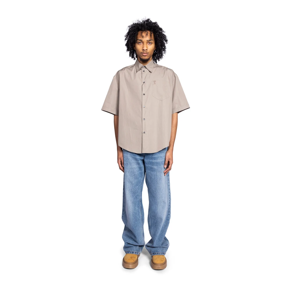 Ami Paris Ash Korte Mouw Box Shirt Gray Heren