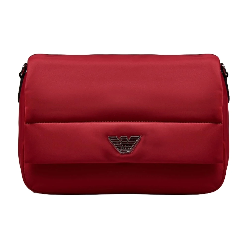 Emporio Armani Nylon Örn Plakett Axelväska Red, Dam