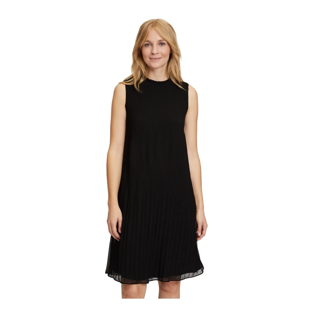 Betty & Co Mouwloze Geplooide Jurk Black Dames