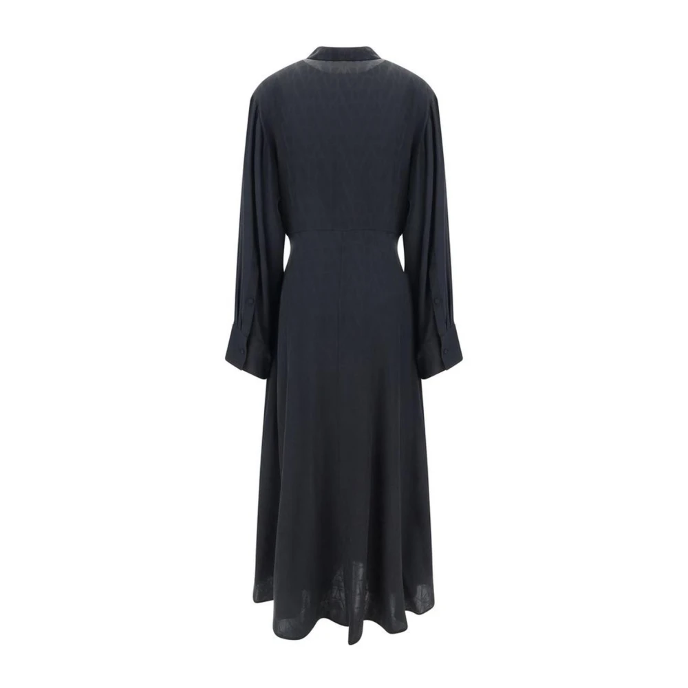 Valentino Zijden Toile Iconographe Jurk met Ruche Black Dames