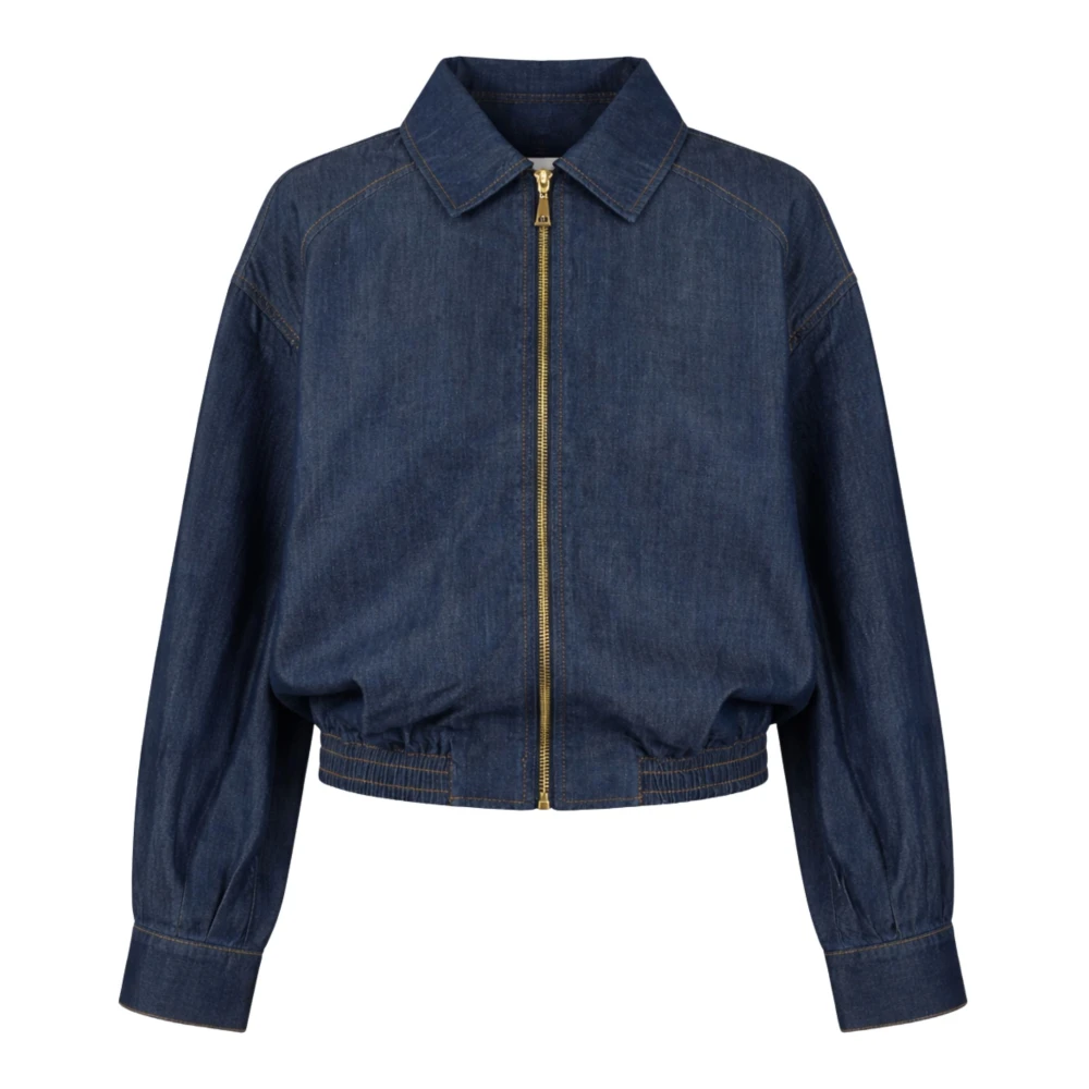 Twinset Women's Blue Denim Jackets, L, Cropped Chambray Jacket