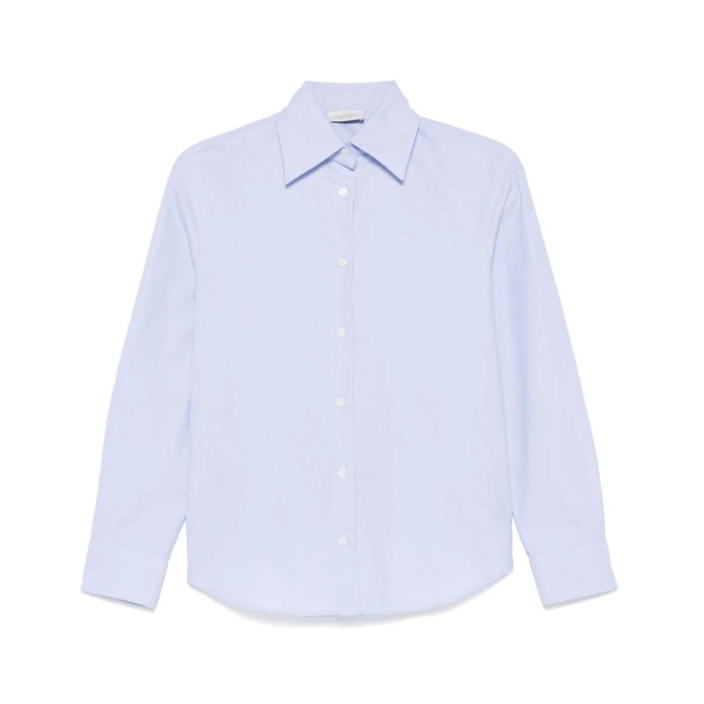 Mazzarelli Lichtblauw Katoenen Overhemd Spreidkraag Blue Dames