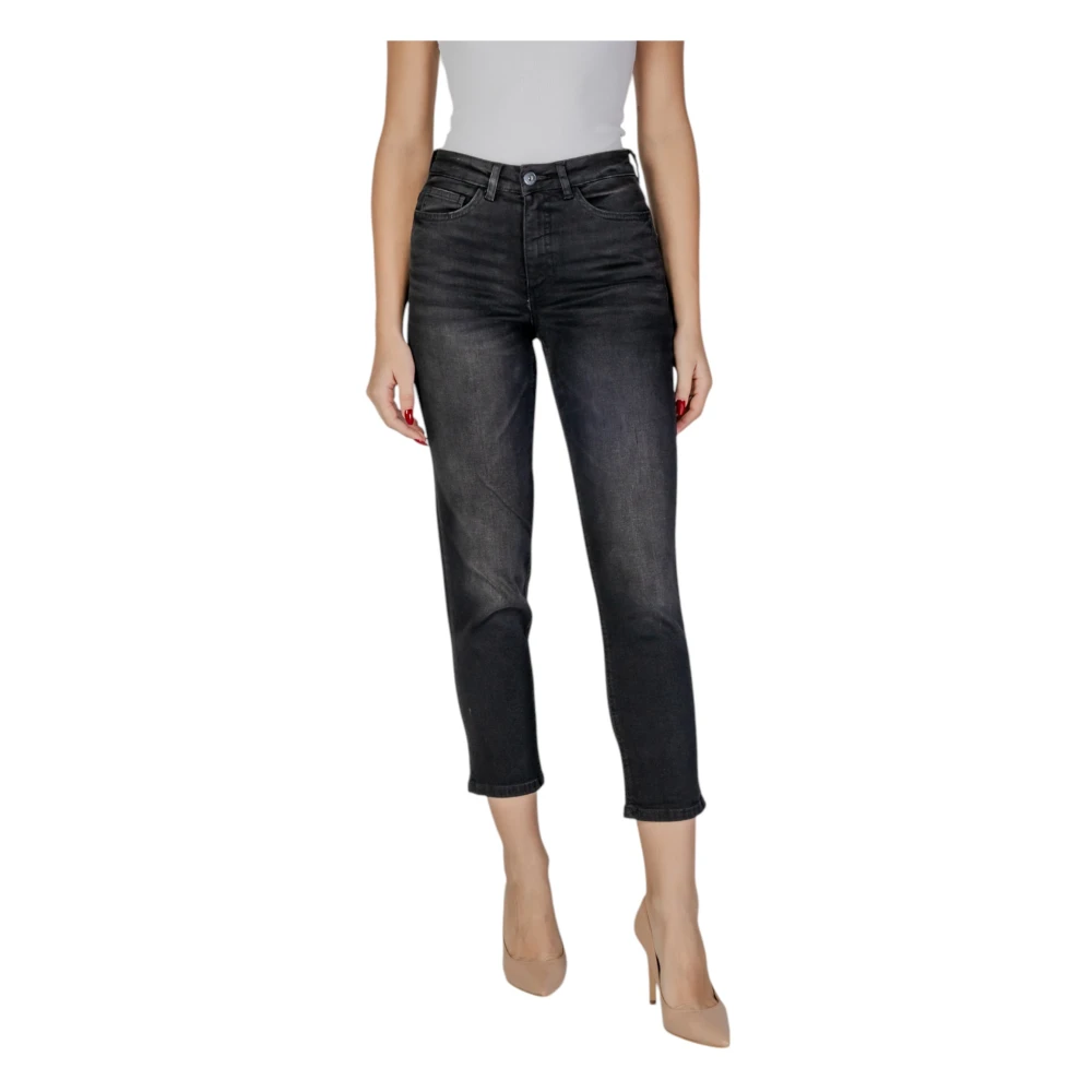 Ichi Zwarte Slim Fit Jeans Black Dames