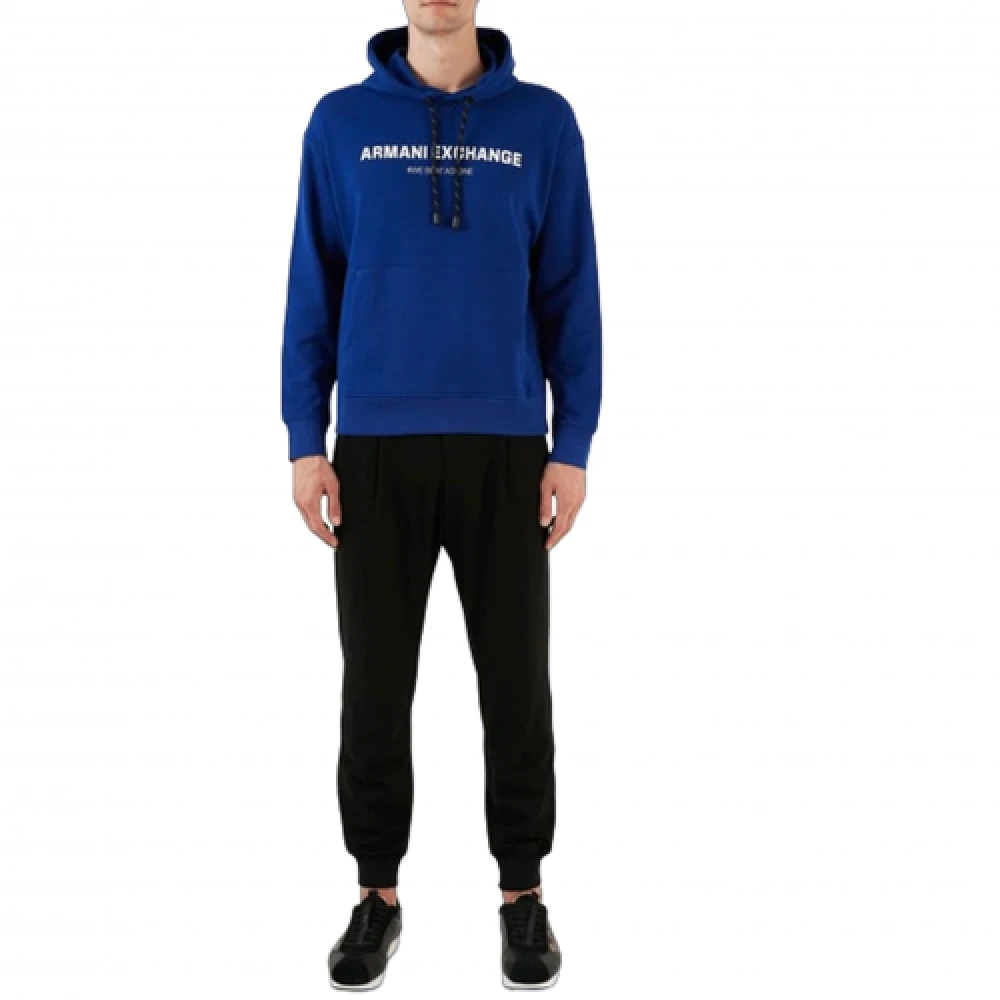 Armani Exchange Elektrisch blauwe hoodie met print Blue Heren