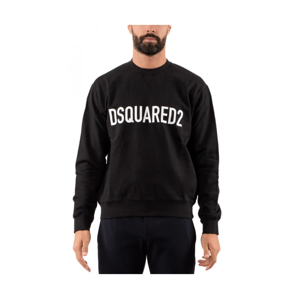 Dsquared2 Zwart Logo Print Crewneck Sweatshirt Black Heren