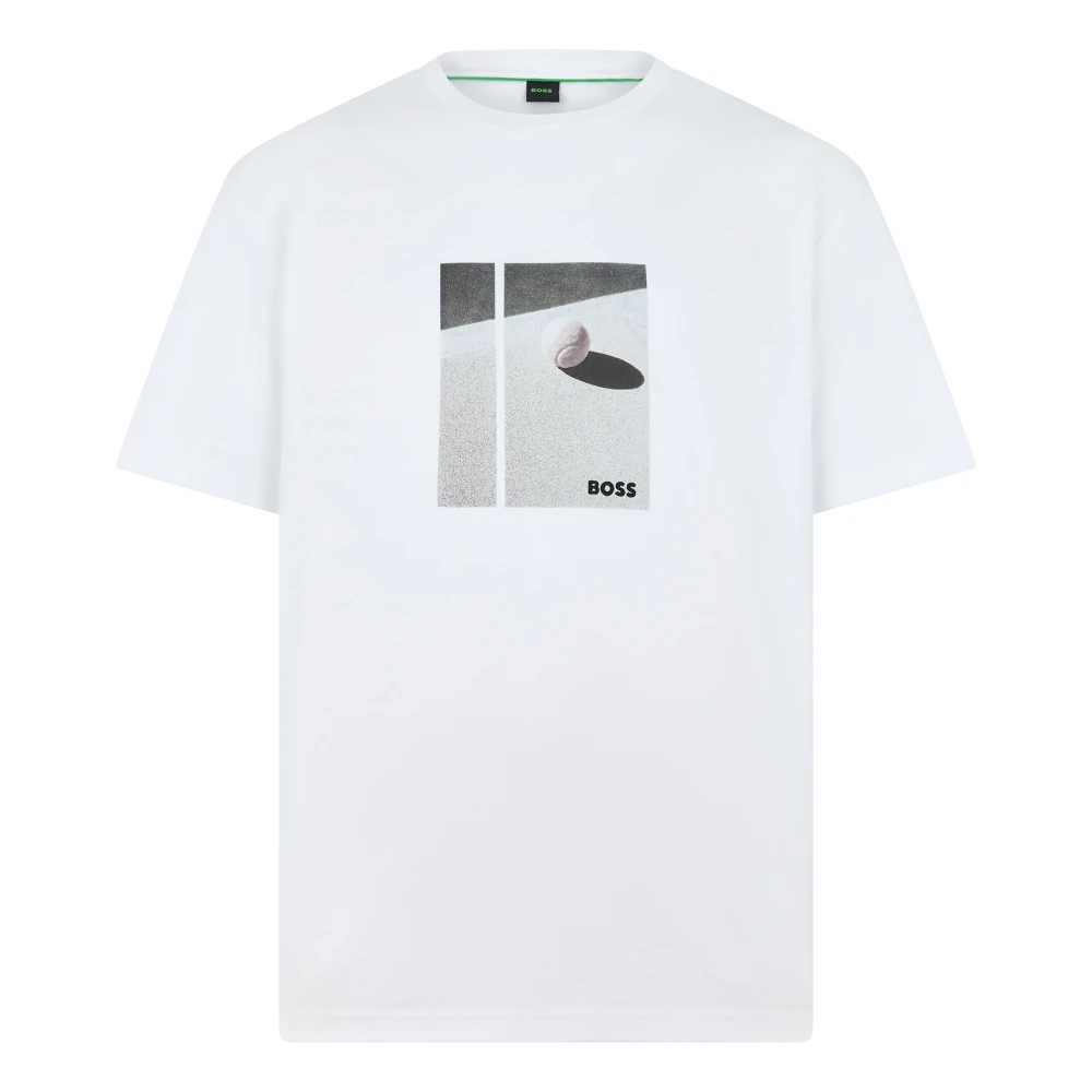 Hugo Men's White Cotton T-Shirt With Print - T-Shirts - M - Tops