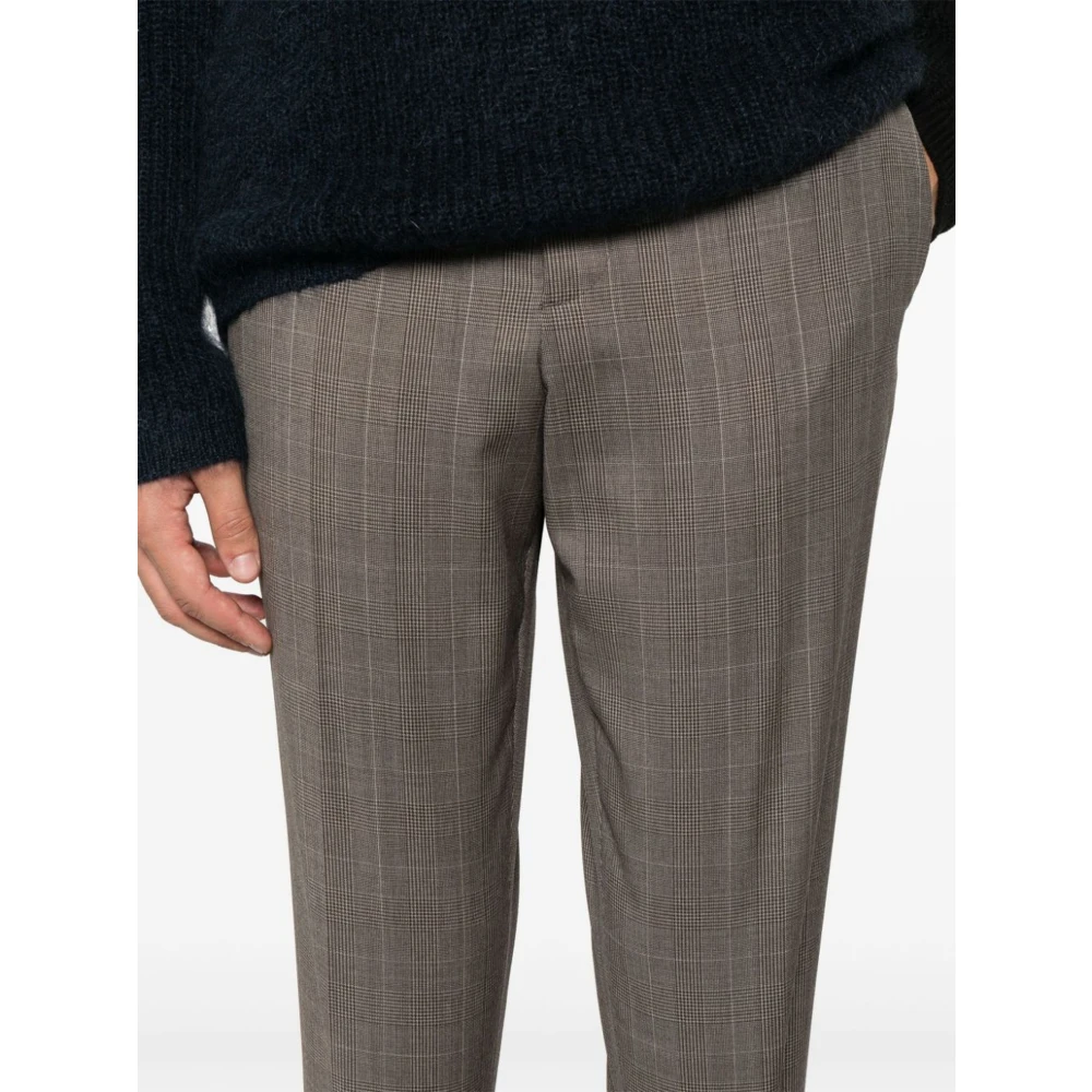 Paul Smith Op Maat Gemaakte Wollen Geruite Broek Brown Heren
