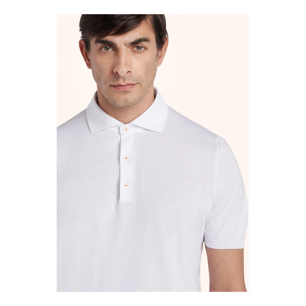Kiton Zachte Katoenen Poloshirt White Heren