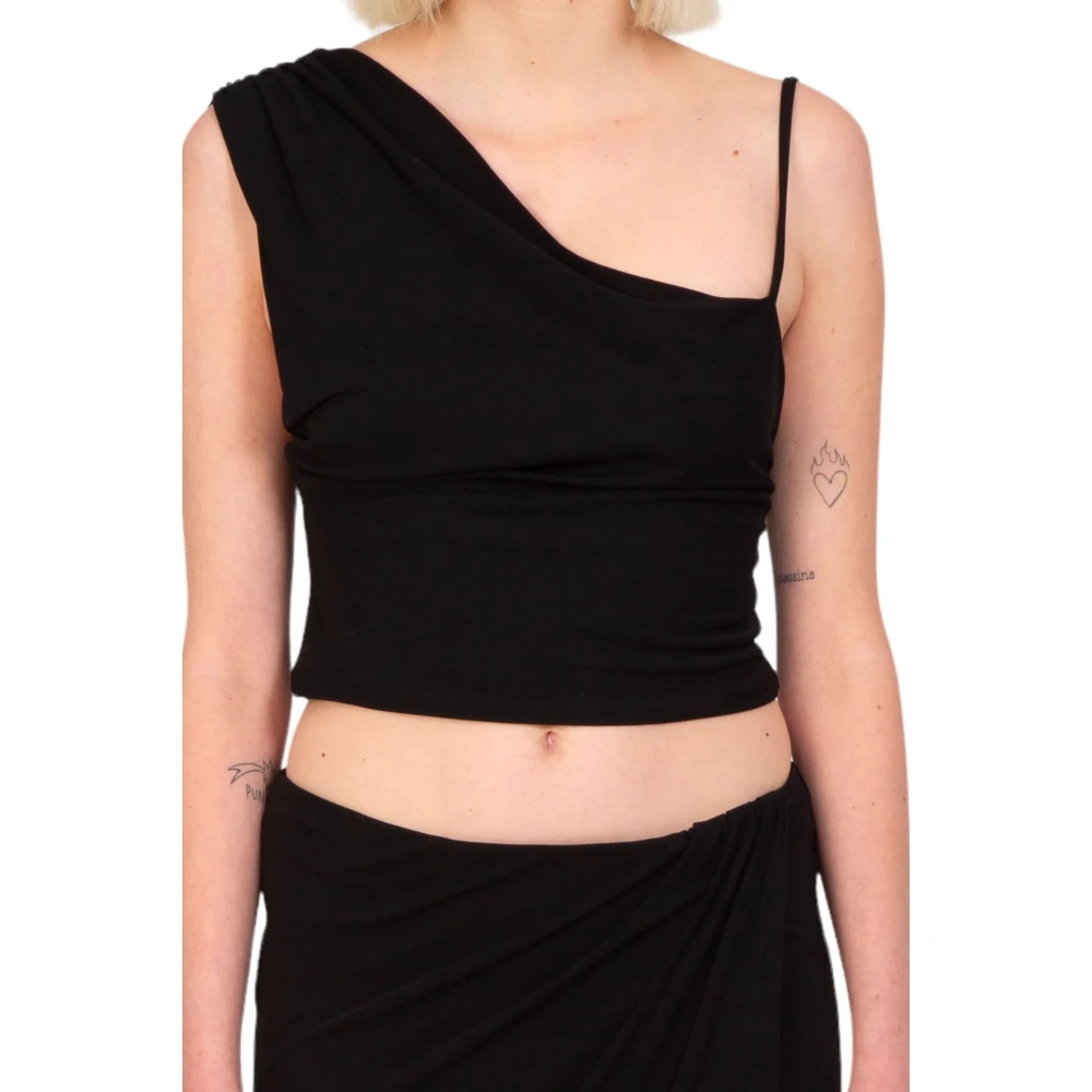 pinko Asymmetrische Crepe Top in Z99 Black Dames