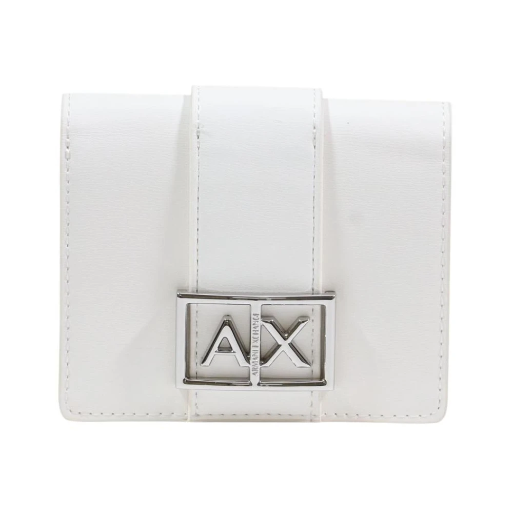 Armani Exchange Women's White Automatic Button Wallet With Inside Compartments