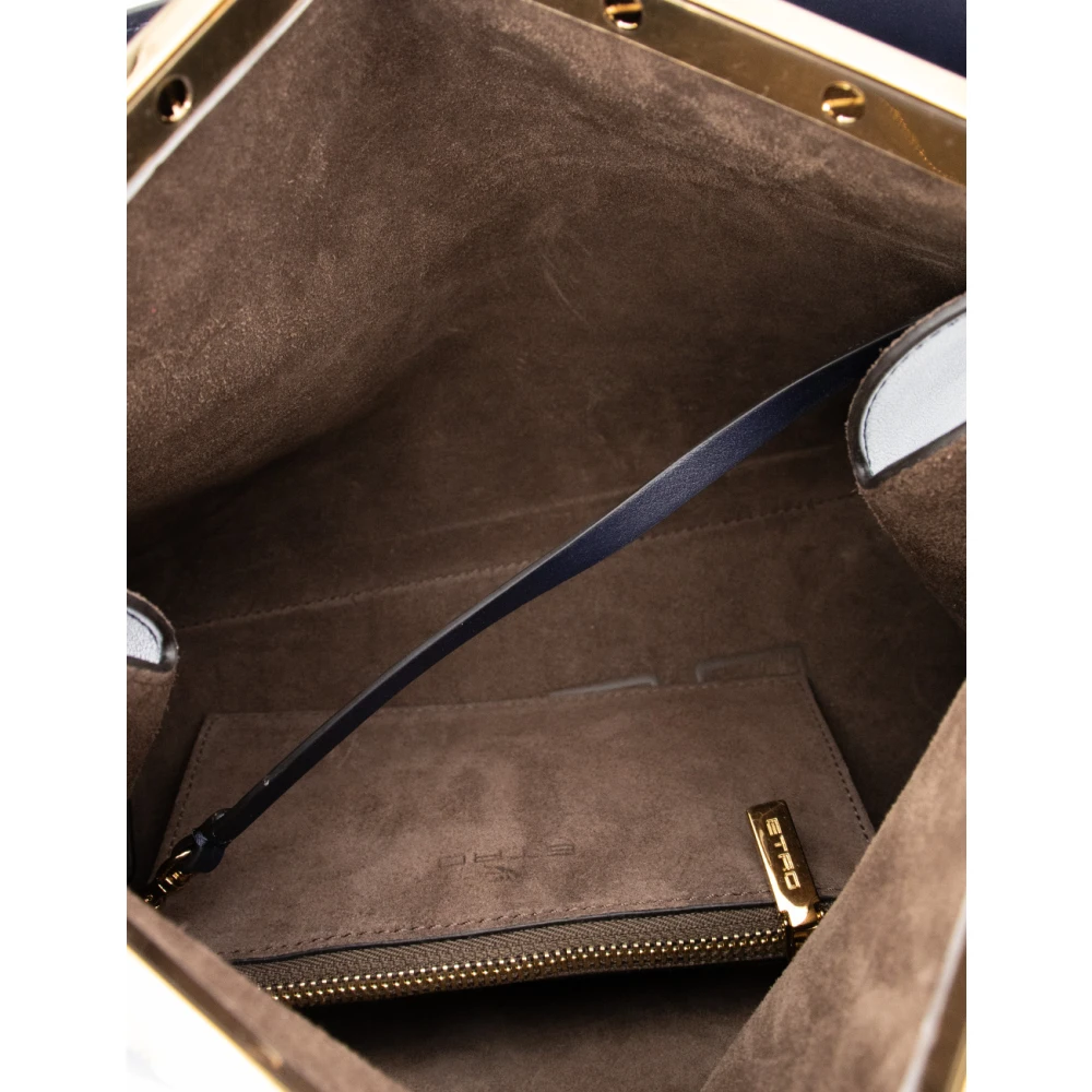 ETRO Leren Vela Tas met Metalen Sluiting Blue Dames