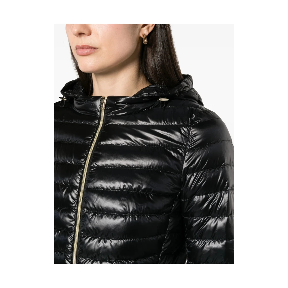 Herno Gewatteerd Jack met Afneembare Capuchon Black Dames