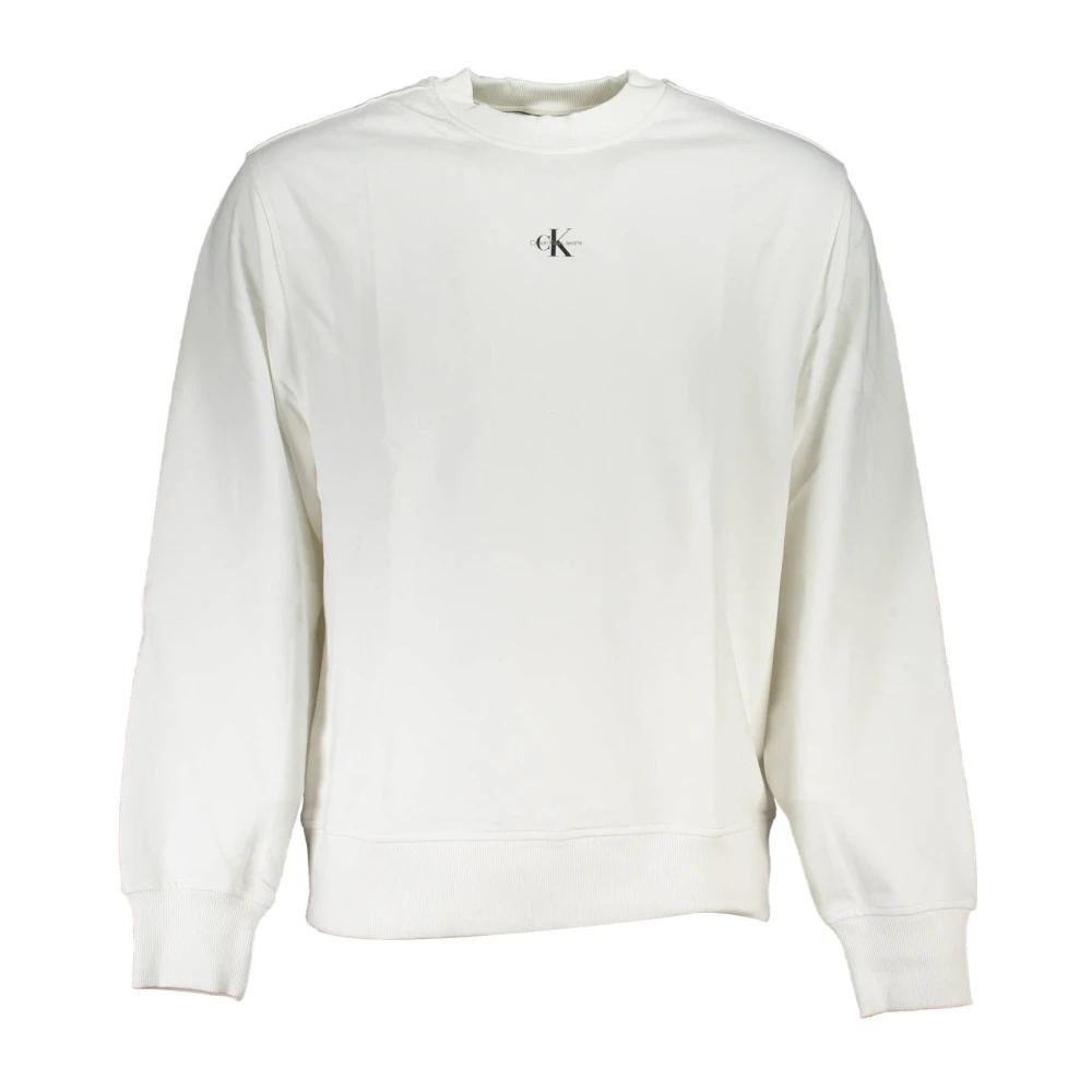 Calvin Klein Men's White Long Sleeve Sweatshirt With Print Large