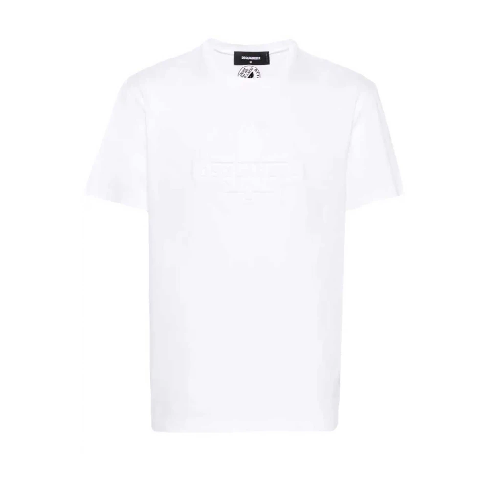 Dsquared2 T-shirt met reliëflogo Wit White Heren