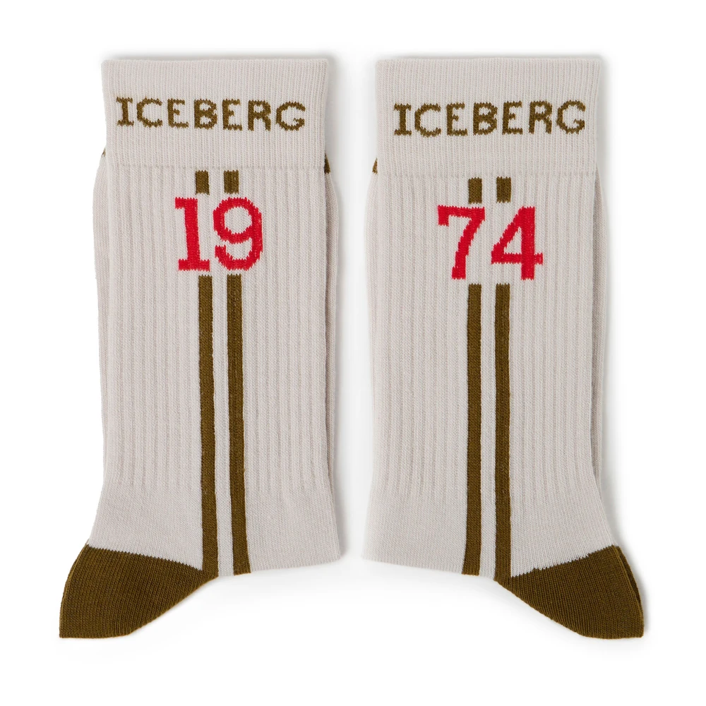 Iceberg Stoffige katoenen sok met jacquardstrepen Beige Heren