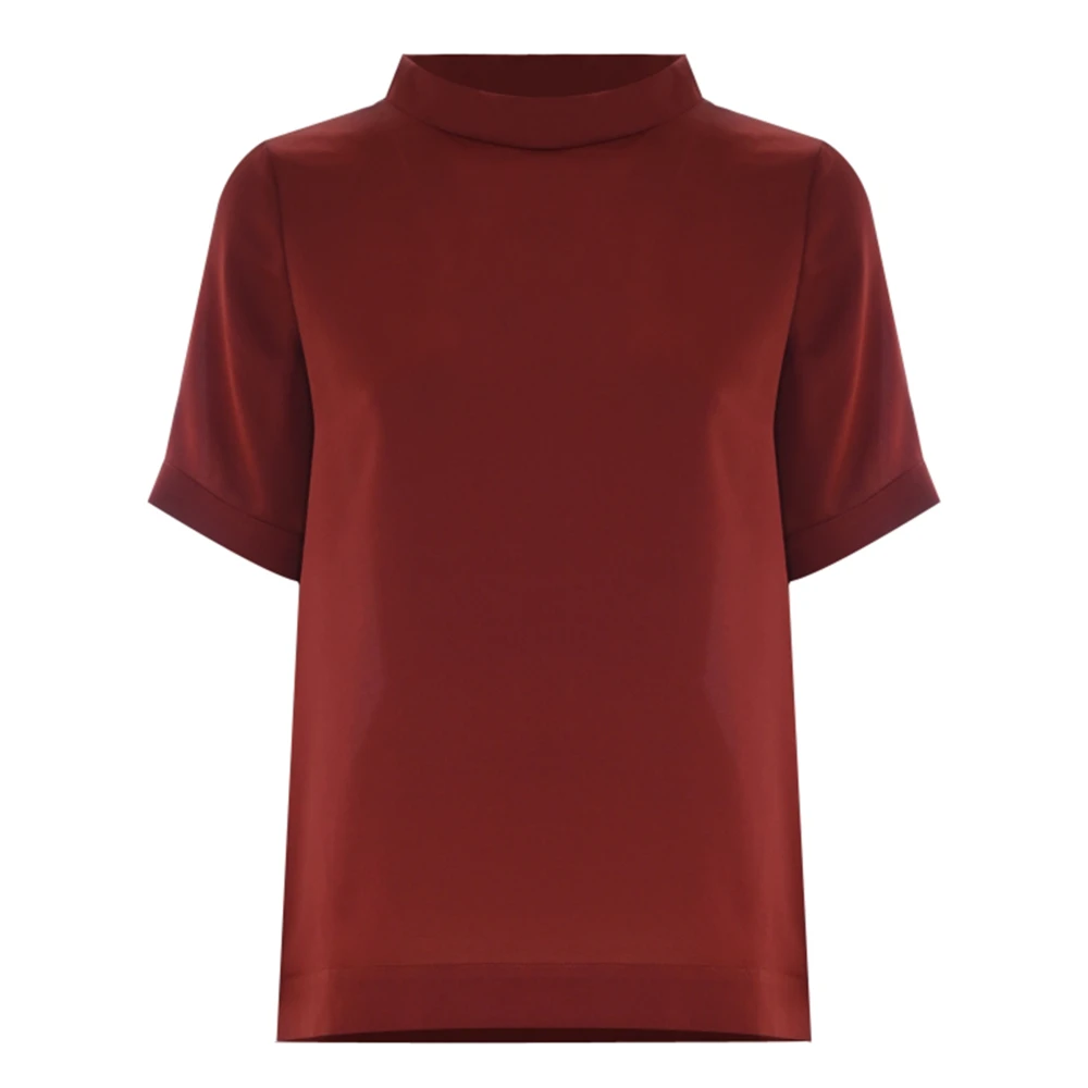 Kocca Minimalist High Neck Blouse Brown Dames