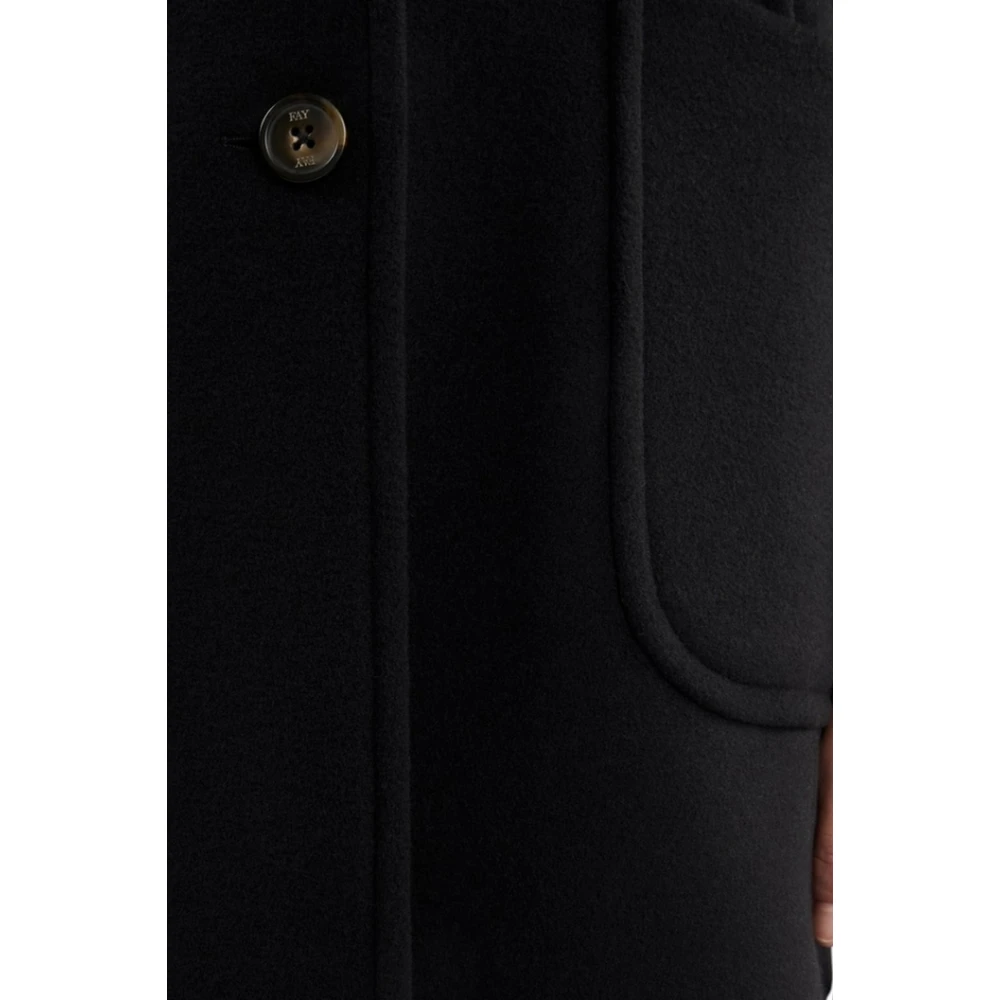 Fay Zwarte wol kasjmier jas Black Dames