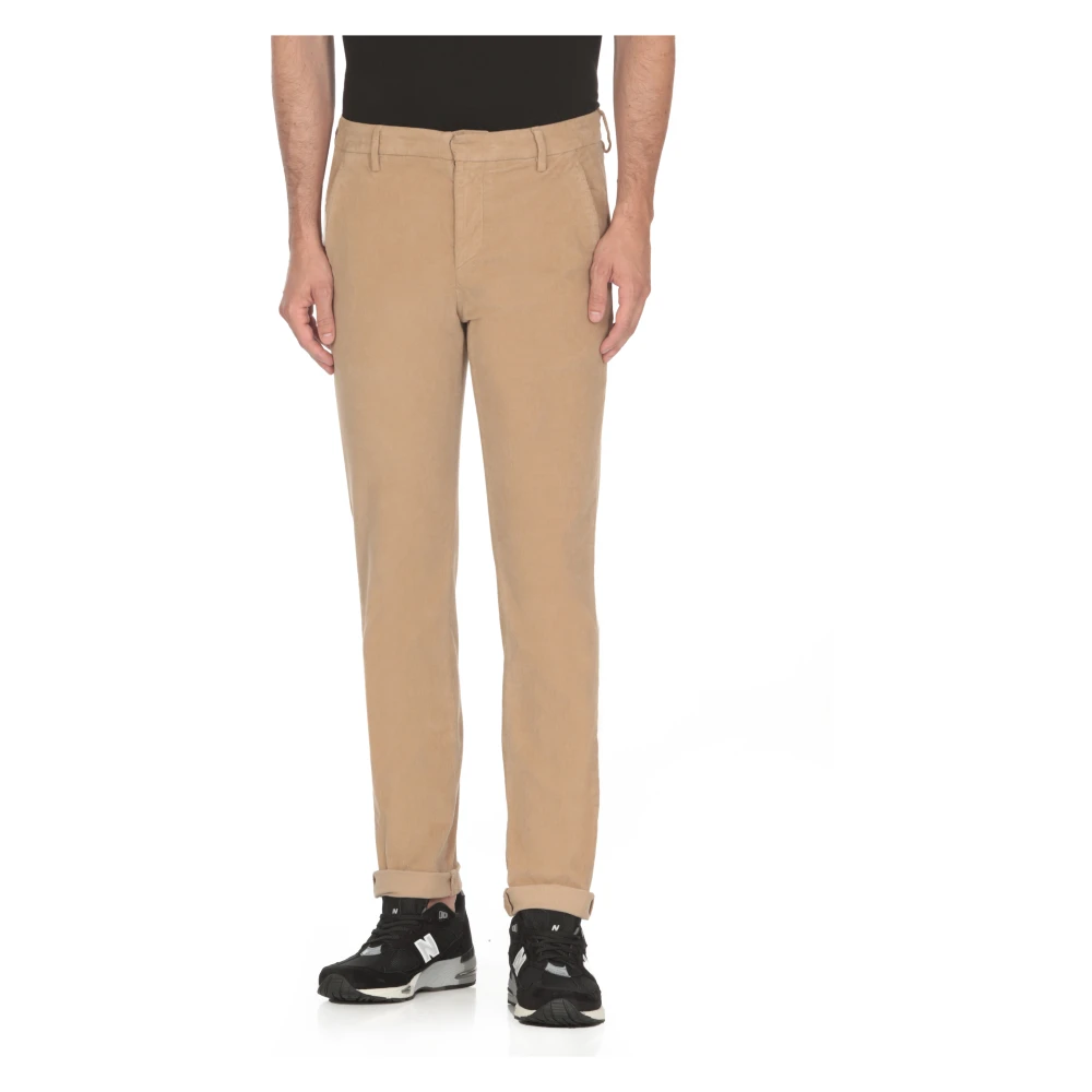 Dondup Ribfluwelen Katoenen Broek met Zakken Beige Heren