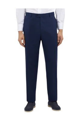 Marinblå Stretch Virgin Wool-byxor