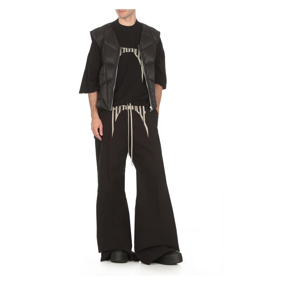 Rick Owens Zwarte Palazzo Broek met Trekkoord Black Heren
