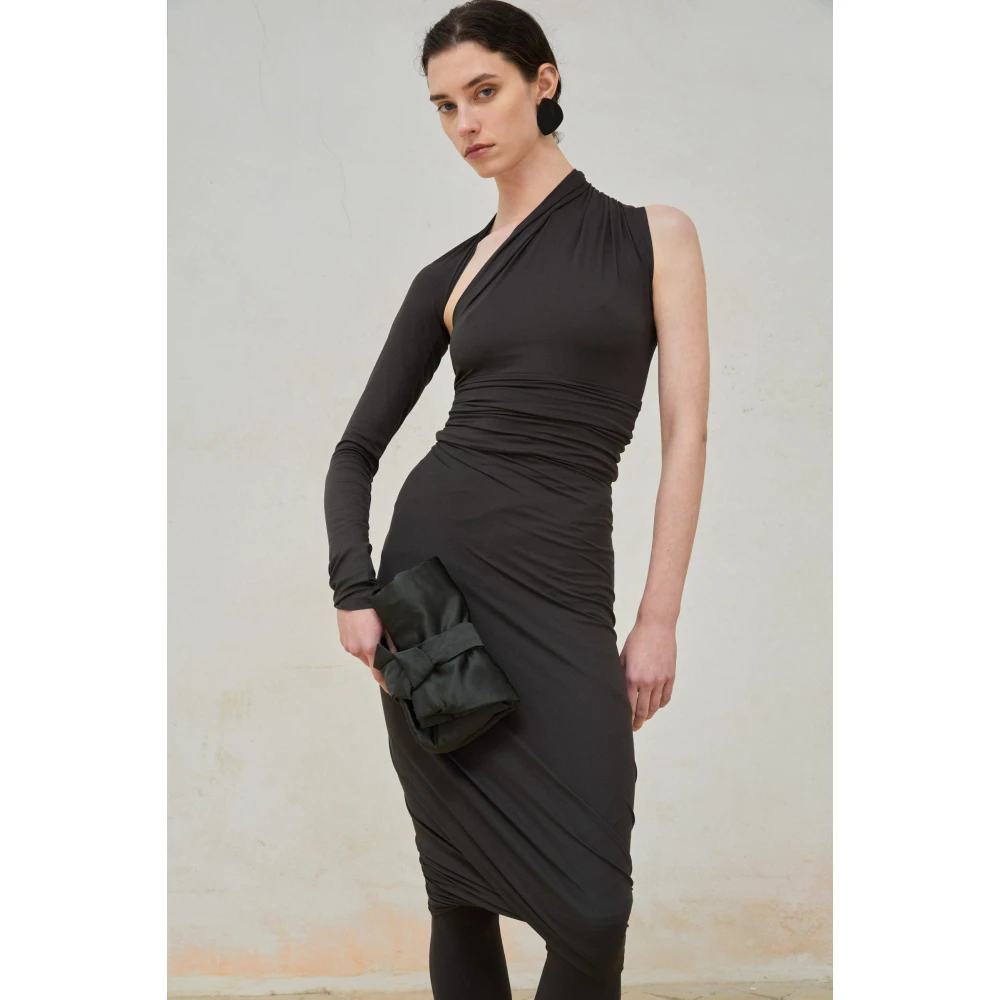 Cortana Hoge taille midi-rok in grafiet Black Dames